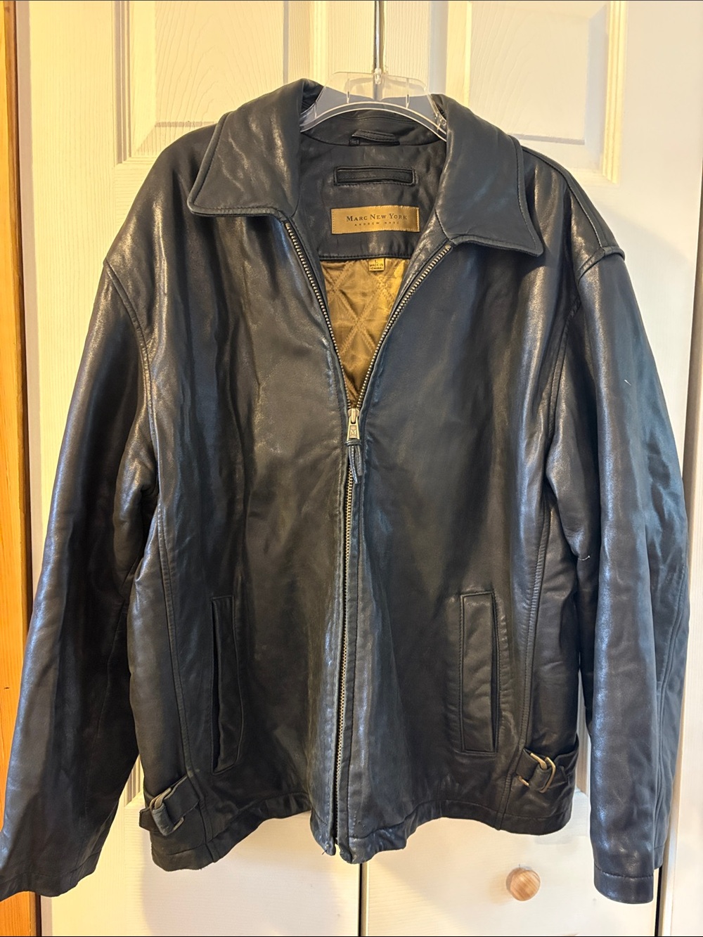 Andrew Marc New York Men's Black Leather Zip Jacket